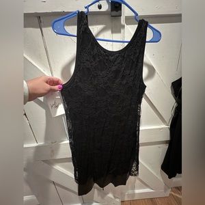 Bailey 44 lace and leather cocktail dress